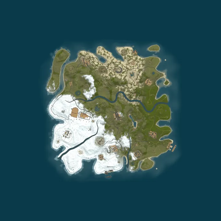 Map of RustyBuilders | PVE | 3x | Unique Dungeons | Raidable Bases | K