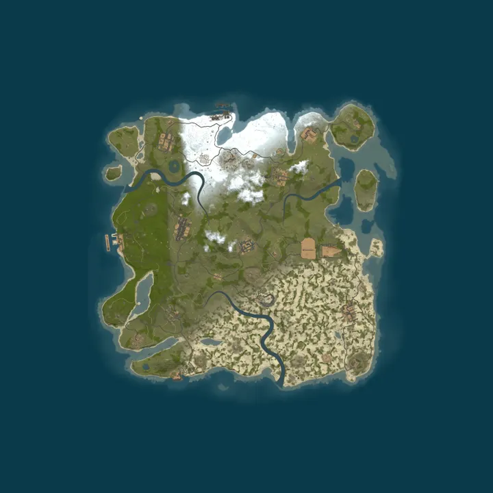 Map of [US] TetherRust.com 3X | Shared BPs [Loot+|Shop|Events] MAX 5