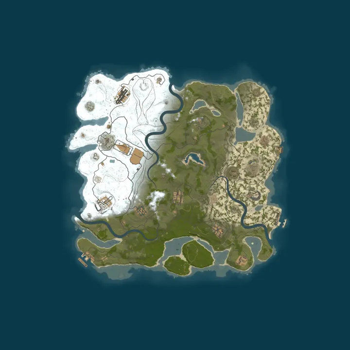 Map of Turtle Island - Raidable Bases - 10x - wiped 9/24